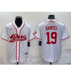 Men San Francisco 49ers 19 Deebo Samuel White With Patch Cool Base Stitched Baseb Men San Francisco 49ers 19 Deebo Samuel White With Patch Cool Base Stitched Baseb