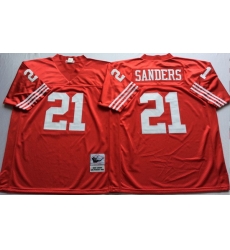 Men San Francisco 49ers 21 Deion Sanders Red M&N Throwback Jersey Men San Francisco 49ers 21 Deion Sanders Red M&N Throwback Jersey