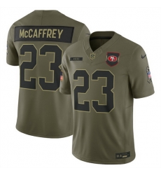 Men San Francisco 49ers 23 Christian McCaffrey Olive 2025 Salute to Service Limited Stitched Football Jersey
