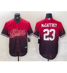 Men San Francisco 49ers 23 Christian McCaffrey Red Black With Patch Cool Base Stitched Baseball Jersey Men San Francisco 49ers 23 Christian McCaffrey Red Black With Patch Cool Base Stitched Baseball Jersey
