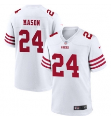Men San Francisco 49ers 24 Jordan Mason White Stitched Game Football Jersey