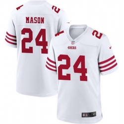 Men San Francisco 49ers 24 Jordan Mason White Stitched Game Football Jersey