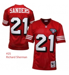 Men San Francisco 49ers #25 Richard Sherman Mitchell Ness Throwback Red Jersey Men San Francisco 49ers #25 Richard Sherman Mitchell Ness Throwback Red Jersey