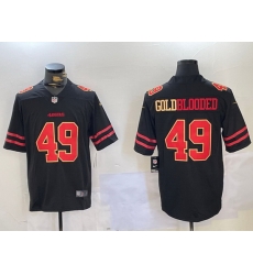 Men San Francisco 49ers 49 GoldBlooded Black Stitched Jersey 5 Men San Francisco 49ers 49 GoldBlooded Black Stitched Jersey 5