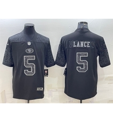 Men San Francisco 49ers 5 Trey Lance Black Reflective Limited Stitched Football Jersey Men San Francisco 49ers 5 Trey Lance Black Reflective Limited Stitched Football Jersey