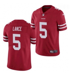 Men San Francisco 49ers #5 Trey Lance Jersey Scarlet 2021 Limited Football Men San Francisco 49ers #5 Trey Lance Jersey Scarlet 2021 Limited Football