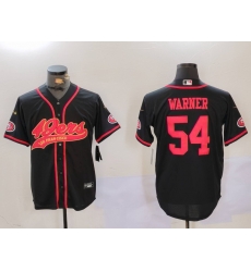 Men San Francisco 49ers 54 Fred Warner Black With Patch Cool Base Stitched Baseball Jersey 2 Men San Francisco 49ers 54 Fred Warner Black With Patch Cool Base Stitched Baseball Jersey 2