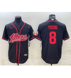 Men San Francisco 49ers 8 Steve Young Black With Patch Cool Base Stitched Baseball JerseyS Men San Francisco 49ers 8 Steve Young Black With Patch Cool Base Stitched Baseball JerseyS