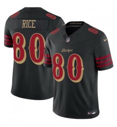 Men San Francisco 49ers 80 Jerry Rice Black 2025 F U S E Rivalries Vapor Limited Stitched Football Jersey