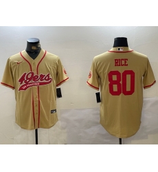 Men San Francisco 49ers 80 Jerry Rice Gold With Patch Cool Base Stitched Baseball Jersey 1 Men San Francisco 49ers 80 Jerry Rice Gold With Patch Cool Base Stitched Baseball Jersey 1