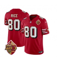 Men San Francisco 49ers 80 Jerry Rice Red 2023 F U S E 50th Patch Throwback Stitched Football Jersey Men San Francisco 49ers 80 Jerry Rice Red 2023 F U S E 50th Patch Throwback Stitched Football Jersey