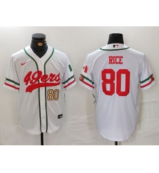 Men San Francisco 49ers 80 Jerry Rice White With Patch Cool Base Stitched Baseball Jersey 1 Men San Francisco 49ers 80 Jerry Rice White With Patch Cool Base Stitched Baseball Jersey 1
