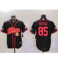 Men San Francisco 49ers 85 George Kittle Black With Patch Cool Base Stitched Baseball Jersey 3 Men San Francisco 49ers 85 George Kittle Black With Patch Cool Base Stitched Baseball Jersey 3