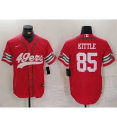 Men San Francisco 49ers 85 George Kittle Red With Patch Cool Base Stitched Baseball Jersey