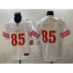 Men San Francisco 49ers 85 George kittle White Gold 2025 F U S E   Rivalries Vapor Limited Stitched Football Jersey