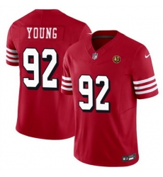 Men San Francisco 49ers 92 Chase Young New Red 2023 F U S E With John Madden Patch Vapor Limited Stitched Football Jersey Men San Francisco 49ers 92 Chase Young New Red 2023 F U S E With John Madden Patch Vapor Limited Stitched Football Jersey