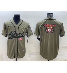 Men San Francisco 49ers Olive Salute To Service Team Big Logo Cool Base Stitched Baseball Jersey Men San Francisco 49ers Olive Salute To Service Team Big Logo Cool Base Stitched Baseball Jersey