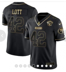 Men San Francisco 49ers Ronnie Lott 75th Anniversary Patch White Gold Black Gold Jersey Men San Francisco 49ers Ronnie Lott 75th Anniversary Patch White Gold Black Gold Jersey