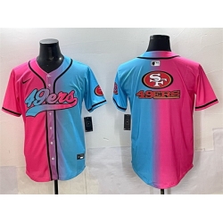 Men San Francisco 49ers Team Big Logo Pink Blue Limited Stitched Baseball Jersey