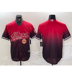 Men San Francisco 49ers Team Big Logo Red Black With Patch Cool Base Stitched Baseball Jersey 8 Men San Francisco 49ers Team Big Logo Red Black With Patch Cool Base Stitched Baseball Jersey 8