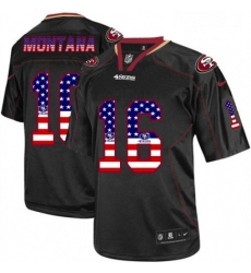 Mens Nike San Francisco 49ers 16 Joe Montana Elite Black USA Flag Fashion NFL Jersey Mens Nike San Francisco 49ers 16 Joe Montana Elite Black USA Flag Fashion NFL Jersey