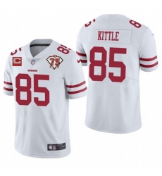 Men's San Francisco 49ers #85 George Kittle 2021 White With C Patch 75th Anniversary Vapor Untouchable Limited Stitched Jersey Men's San Francisco 49ers #85 George Kittle 2021 White With C Patch 75th Anniversary Vapor Untouchable Limited Stitched Jersey