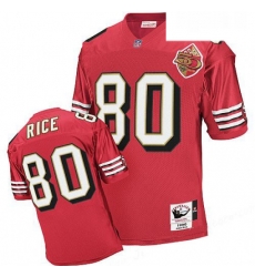 Mitchell And Ness San Francisco 49ers 80 Jerry Rice Authentic Red Team Color 50TH Patch 1996 Throwback NFL Jersey Mitchell And Ness San Francisco 49ers 80 Jerry Rice Authentic Red Team Color 50TH Patch 1996 Throwback NFL Jersey