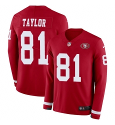 Nike 49ers #81 Trent Taylor Red Team Color Men Stitched NFL Limited Therma Long Sleeve Jersey Nike 49ers #81 Trent Taylor Red Team Color Men Stitched NFL Limited Therma Long Sleeve Jersey