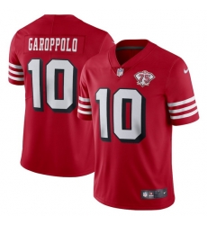 Nike San Francisco 49ers 10 Jimmy Garoppolo Red Rush Men 75th Anniversary Stitched NFL Vapor Untouchable Limited Jersey Nike San Francisco 49ers 10 Jimmy Garoppolo Red Rush Men 75th Anniversary Stitched NFL Vapor Untouchable Limited Jersey