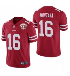 Nike San Francisco 49ers 16 Joe Montana Red 75th Anniversary Vapor Untouchable Limited Jersey Nike San Francisco 49ers 16 Joe Montana Red 75th Anniversary Vapor Untouchable Limited Jersey