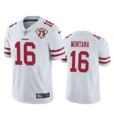 Nike San Francisco 49ers 16 Joe Montana White Men 75th Anniversary Stitched NFL Vapor Untouchable Limited Jersey Nike San Francisco 49ers 16 Joe Montana White Men 75th Anniversary Stitched NFL Vapor Untouchable Limited Jersey