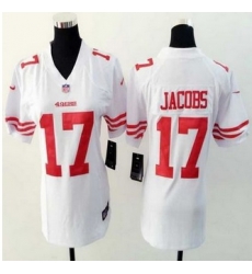 Women New 49ers #17 Chuck Jacobs White Stitched NFL Elite Jersey Women New 49ers #17 Chuck Jacobs White Stitched NFL Elite Jersey