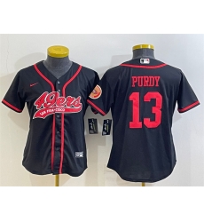 Women San Francisco 49ers 13 Brock Purdy Black With Patch Cool Base Stitched Baseball Jersey Women San Francisco 49ers 13 Brock Purdy Black With Patch Cool Base Stitched Baseball Jersey