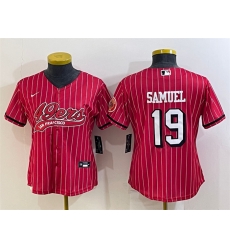 Women San Francisco 49ers 19 Deebo Samuel New Red With Patch Cool Base Stitched Baseball JerseyS Women San Francisco 49ers 19 Deebo Samuel New Red With Patch Cool Base Stitched Baseball JerseyS