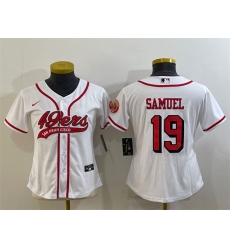 Women San Francisco 49ers 19 Deebo Samuel New White With Patch Cool Base Stitched Baseball Jersey Women San Francisco 49ers 19 Deebo Samuel New White With Patch Cool Base Stitched Baseball Jersey