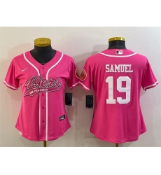 Women San Francisco 49ers 19 Deebo Samuel Pink With Patch Cool Base Stitched Baseball Jersey Women San Francisco 49ers 19 Deebo Samuel Pink With Patch Cool Base Stitched Baseball Jersey