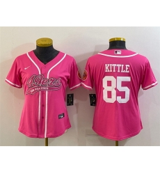 Women San Francisco 49ers 85 George Kittle Pink With Patch Cool Base Stitched Baseball Jersey Women San Francisco 49ers 85 George Kittle Pink With Patch Cool Base Stitched Baseball Jersey