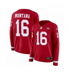 Womens Nike San Francisco 49ers 16 Joe Montana Limited Red Therma Long Sleeve NFL Jersey Womens Nike San Francisco 49ers 16 Joe Montana Limited Red Therma Long Sleeve NFL Jersey