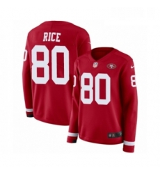 Womens Nike San Francisco 49ers 80 Jerry Rice Limited Red Therma Long Sleeve NFL Jersey Womens Nike San Francisco 49ers 80 Jerry Rice Limited Red Therma Long Sleeve NFL Jersey