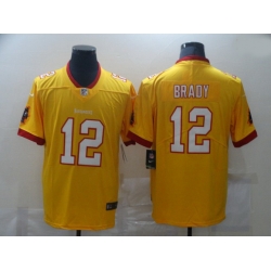 Men Nike Men Tampa Bay Buccaneers 12 Tom Brady Yellow  Stitched NFL Limited Rush Jersey