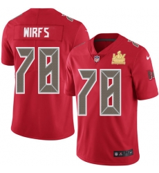 Men Nike Tampa Bay Buccaneers 78 Tristan Wirfs Red Men Super Bowl LV Champions Patch Stitched NFL Limited Rush Jersey Men Nike Tampa Bay Buccaneers 78 Tristan Wirfs Red Men Super Bowl LV Champions Patch Stitched NFL Limited Rush Jersey