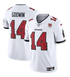Men Tampa Bay Buccaneers 14 Chris Godwin White 2025 50th Anniversary Patch Vapor Untouchable Limited Stitched Football Jersey Men Tampa Bay Buccaneers 14 Chris Godwin White 2025 50th Anniversary Patch Vapor Untouchable Limited Stitched Football Jersey