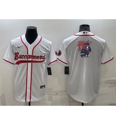 Men Tampa Bay Buccaneers White Team Big Logo With Patch Cool Base Stitched Baseball Jersey Men Tampa Bay Buccaneers White Team Big Logo With Patch Cool Base Stitched Baseball Jersey