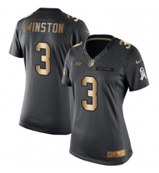 Womens Nike Tampa Bay Buccaneers 3 Jameis Winston Limited BlackGold Salute to Service NFL Jersey Womens Nike Tampa Bay Buccaneers 3 Jameis Winston Limited BlackGold Salute to Service NFL Jersey