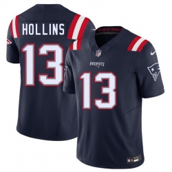 Men New England Patriots 13 Mack Hollins Navy 2025 F U S E  Vapor Limited Stitched Football Jersey