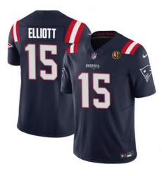Men New England Patriots 15 Ezekiel Elliott Navy 2023 F U S E With John Madden Patch Vapor Limited Stitched Football Jersey Men New England Patriots 15 Ezekiel Elliott Navy 2023 F U S E With John Madden Patch Vapor Limited Stitched Football Jersey
