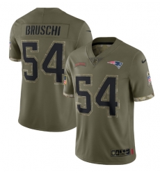 Men New England Patriots 54 Tedy Bruschi Olive 2022 Salute To Service Limited Stitched Jersey Men New England Patriots 54 Tedy Bruschi Olive 2022 Salute To Service Limited Stitched Jersey