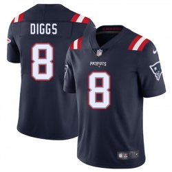 Men New England Patriots 8 Stefon Diggs Navy 2025 Vapor Limited Stitched Football Jersey