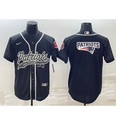 Men New England Patriots Black Reflective Team Big Logo With Patch Cool Base Stitched Baseball Jersey Men New England Patriots Black Reflective Team Big Logo With Patch Cool Base Stitched Baseball Jersey