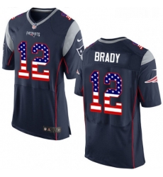 Mens Nike New England Patriots 12 Tom Brady Elite Navy Blue Home USA Flag Fashion NFL Jersey Mens Nike New England Patriots 12 Tom Brady Elite Navy Blue Home USA Flag Fashion NFL Jersey